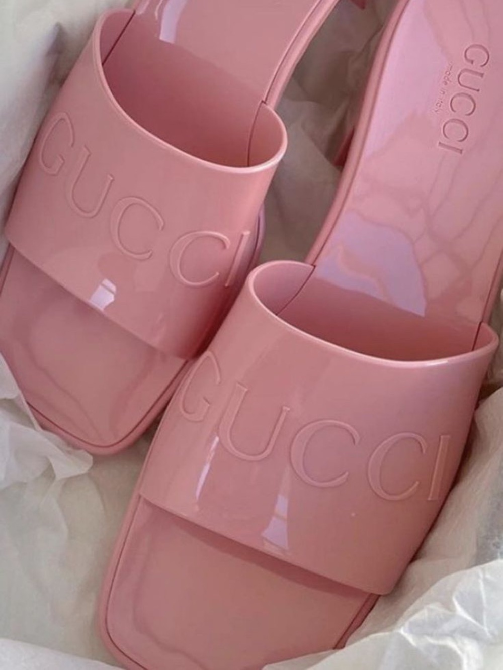 NEW | GUCCI Pink Platform Jelly Logo Slide Sandals Mules sz. 39 Authentic - Picture 9 of 11